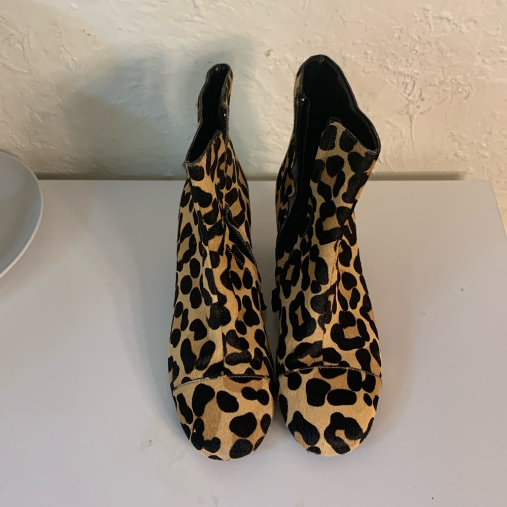 Real  black and tan calfskin leopard boots size 8.5